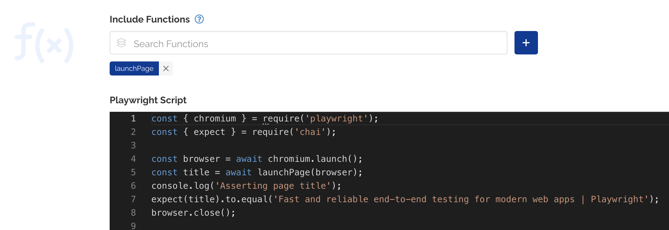 Browser Test using a Function