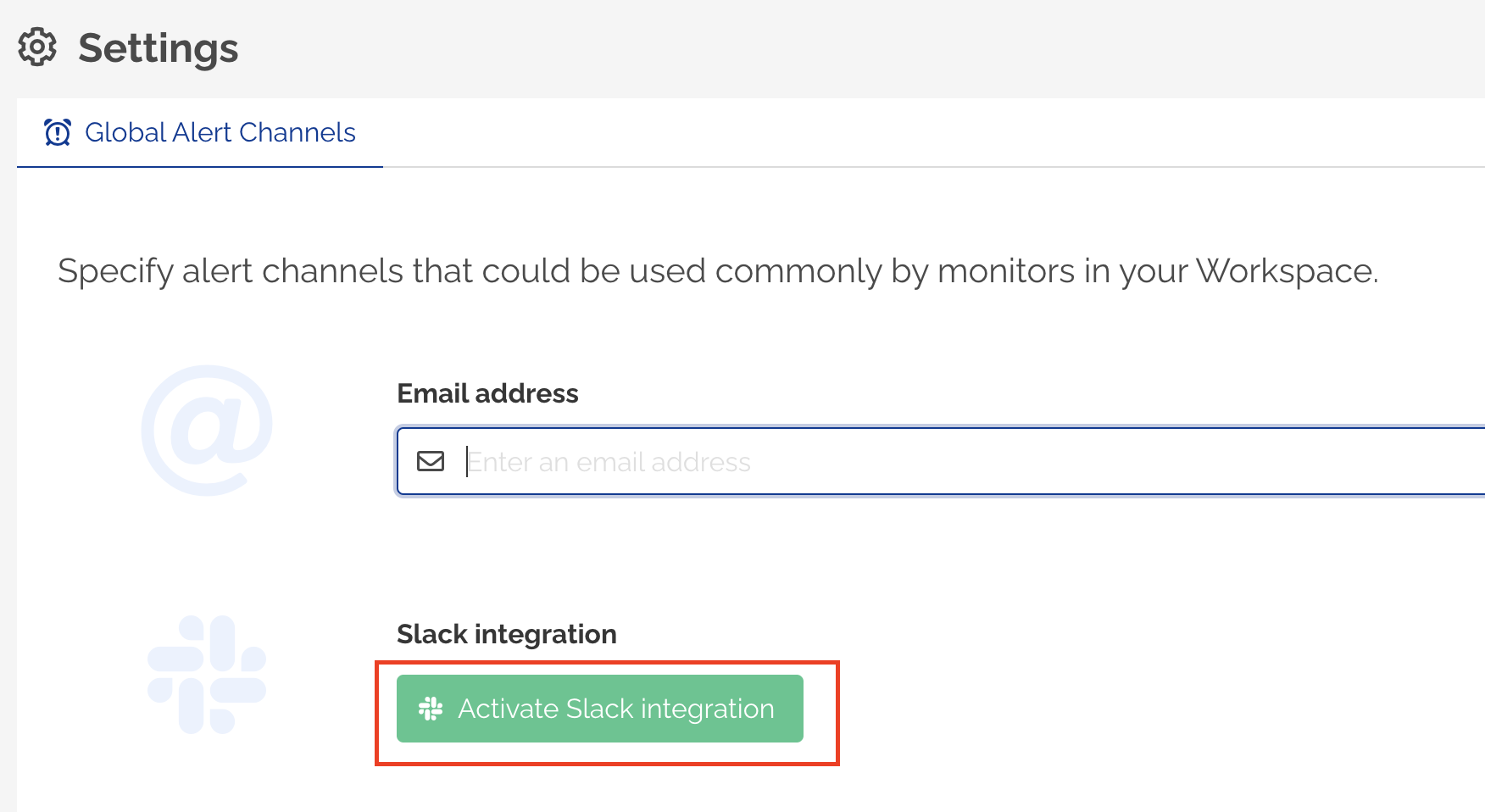Activate Slack integration