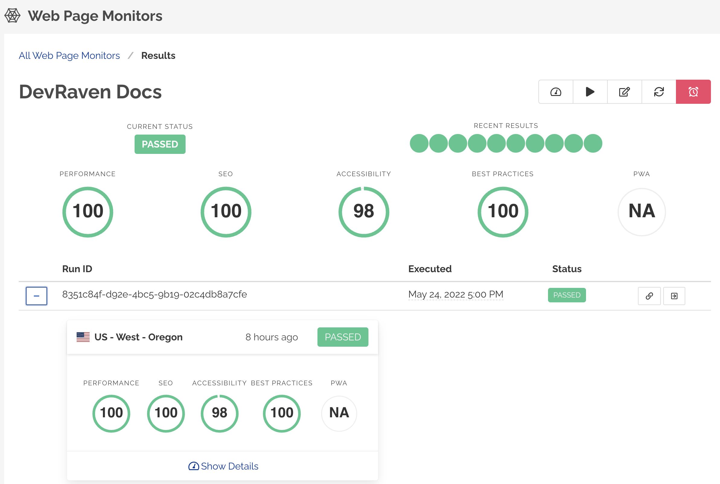 Web Page Monitor Results